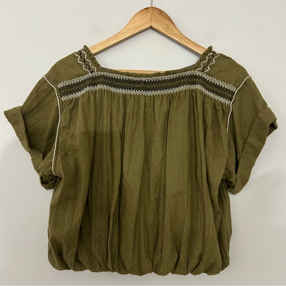 Free People Wandering Skies Blouse In Moss - Picture 6 of 8